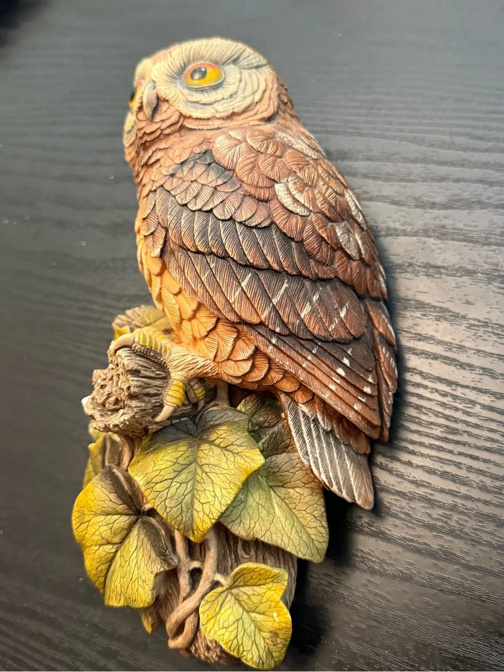 Owl Figurine Wall Plaque Decor, Brown Yellow Green, Animals Theme